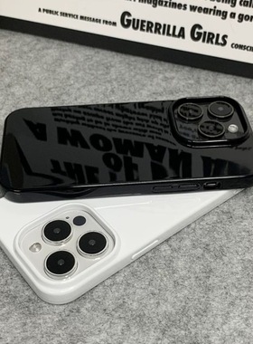 高级感亮面黑色适用苹果15promax手机壳iphone14纯色保护套13硅胶软壳12男女情侣11防摔plus简约透明78新款XR