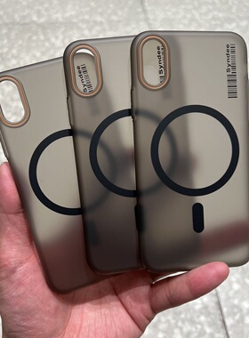 柔砂磁吸硬壳透明iPhoneXSmax手机壳超薄保护套苹果XS大孔半透16promax亚克力15防指纹14简约12男女新款潮牌