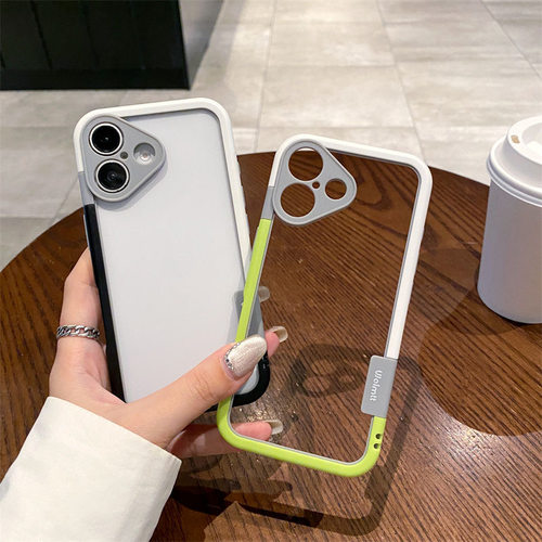 散热透气镂空软胶边框适用iphone16手机壳新款苹果15promax全包镜头防摔保护套14男女13无边框简约撞色16plus