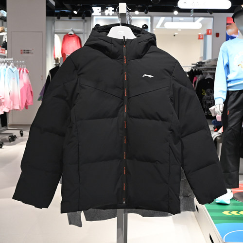 李宁男大童鸭绒保暖连帽羽绒服