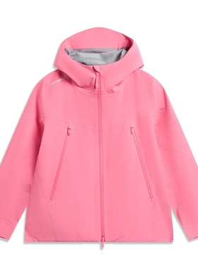 李宁户外CF溯万龙甲女子反光防暴风雨防风宽松单层冲锋衣AEMW014