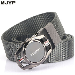 青年百搭无牙自动扣皮带尼龙帆布腰带户外休闲商务西裤 带潮 牛仔裤