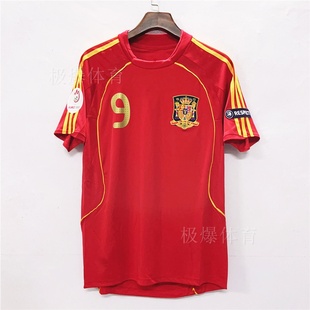 2008西班牙主场球衣7号比利亚哈维9号托雷斯欧洲杯队服复古足球服