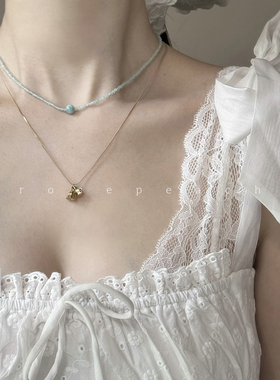 rosepeach「浅春系列」原创小众少女清冷天然海纹石猫眼石项链