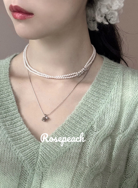 rosepeach「铃兰」原创小众韩系少女高品质清冷双层花朵珍珠项链