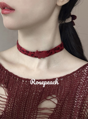 rosepeach「Rouge」原创小众少女y2k新年小狗红色豹纹choker项链