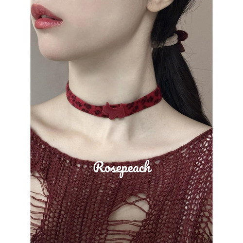 rosepeach「Rouge」原创小众少女y2k新年小狗红色豹纹choker项链