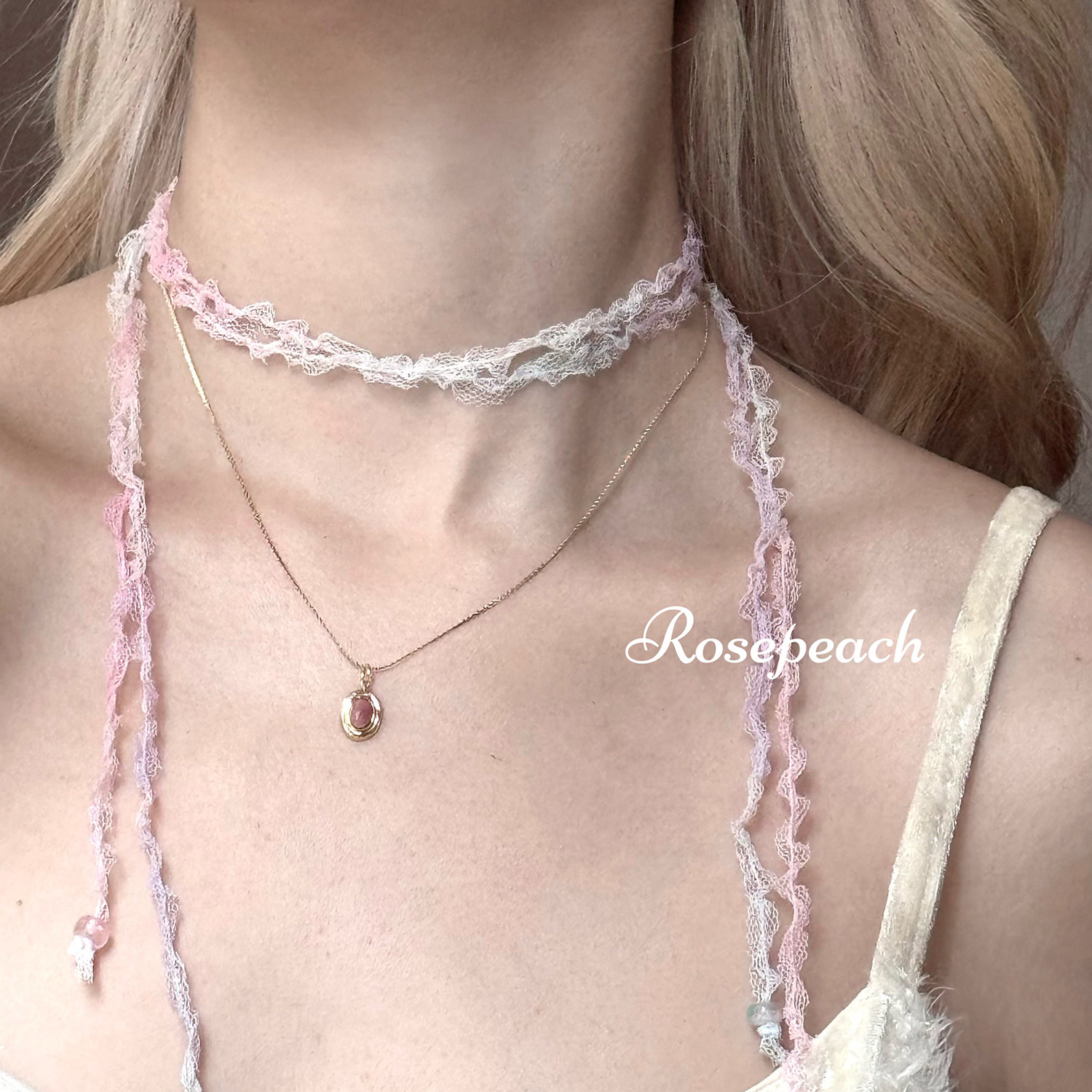 rosepeach「Sicilia」原创小众复古法式少女蕾丝网纱仙女叠戴项链,饰品/流行首饰/时尚饰品新,项链,淘宝优惠券,粉丝福利购,淘宝优惠卷