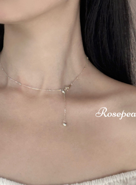 rosepeach「随便」原创小众清冷极简百搭叠戴通体925银项链锁骨链
