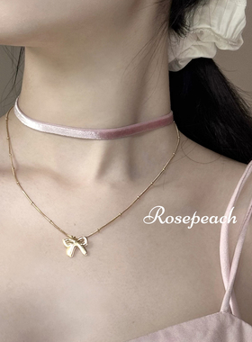 rosepeach「1950s」原创少女复古进口高品质珠光丝绒choker项链