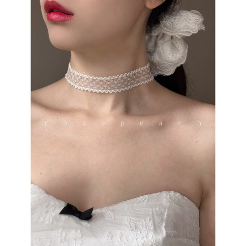 rosepeach「云上舞白系列」原创小众法式少女清冷波点蕾丝choker