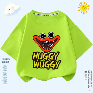 poppy playtime huggy wuggy波比游戏男女童短袖中大童休闲上衣潮