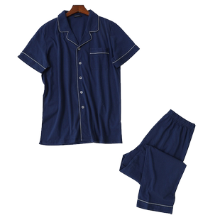 雪竹内衣专柜同款春夏新品纯棉短袖长裤男士家居服睡衣套装19985