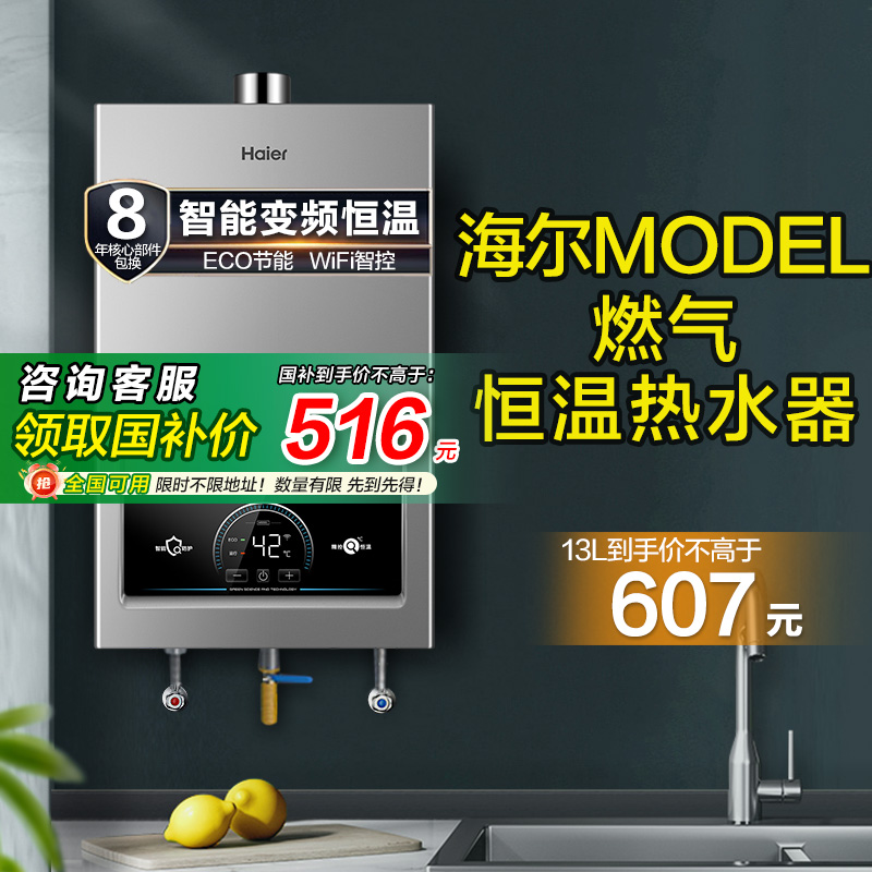 /燃气热水器Haier智控变频强排式