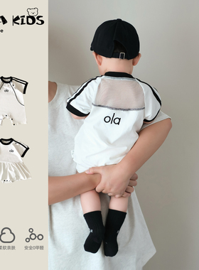 男宝宝短袖连体衣夏季薄款洋气婴儿衣服夏装小月龄包屁衣哈衣爬服