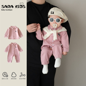 婴儿衣服26春季 婴幼儿外出服连体衣爬服 小月龄男宝宝韩系穿搭春款