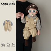 外出童装 婴幼儿春装 儿童分体背带裤 韩系洋气男宝宝衣服春秋款 套装