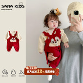 婴儿衣服春秋款 12月外出爬服 超萌女宝宝春装 假两件连体哈衣春季
