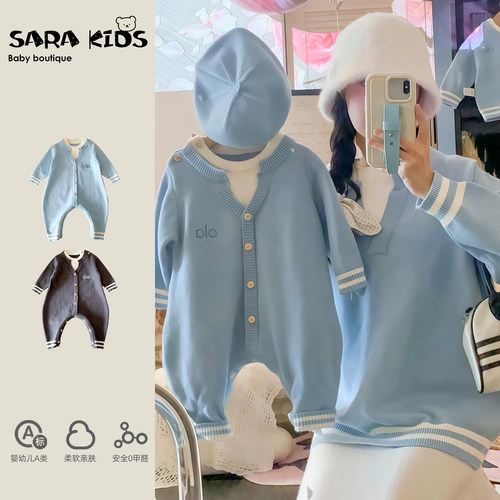 一家三口亲子装春季小月龄宝宝衣服sarakids高级独特全家福母女装