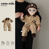 外出服幼儿爬服 小月龄春装 男宝宝连体衣婴儿满月衣服春季 洋气新款