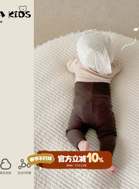 新生儿婴儿高腰护肚裤男女宝宝保暖长裤春秋款小月龄a类纯棉裤子