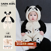 婴儿冬装 衣服宝宝连体衣秋冬加绒保暖外套超萌可爱新生儿哈衣爬服