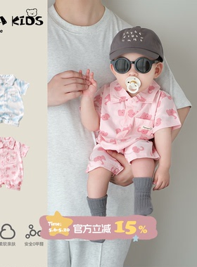 婴儿衣服夏季男宝宝短袖连体衣小月龄婴幼儿a类可爱夏日薄款爬服