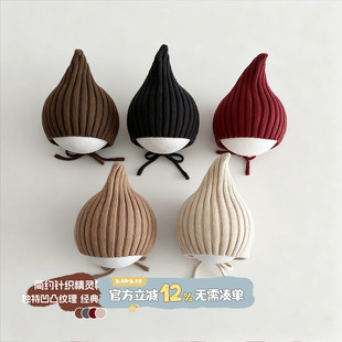 男宝宝帽子冬季婴儿防风保暖精灵帽2025新款男童加厚护耳毛线帽冬