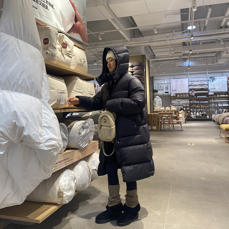 休闲长款连帽羽绒服长款保暖