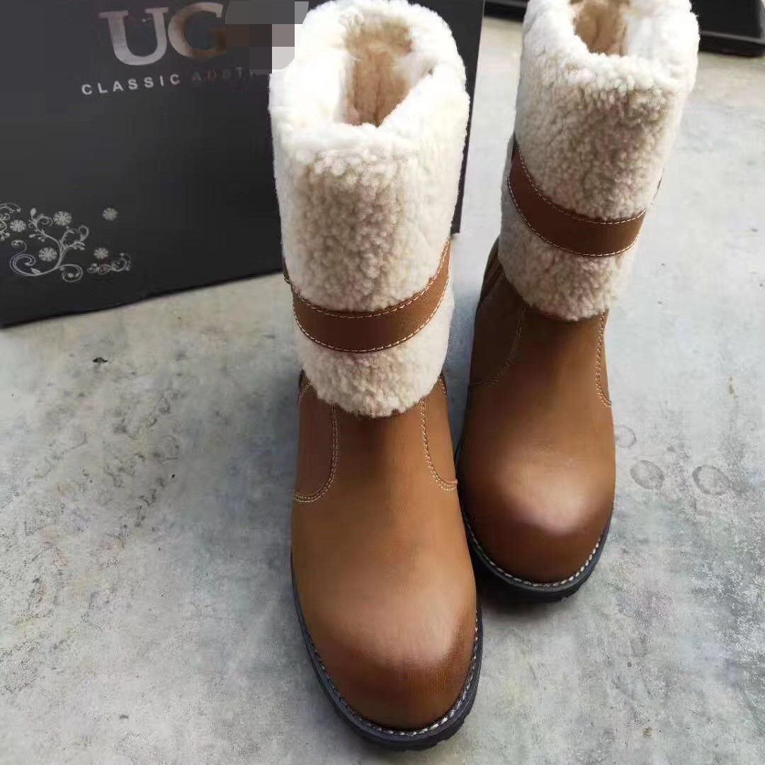 特价澳洲翻毛拉链中筒羊毛靴