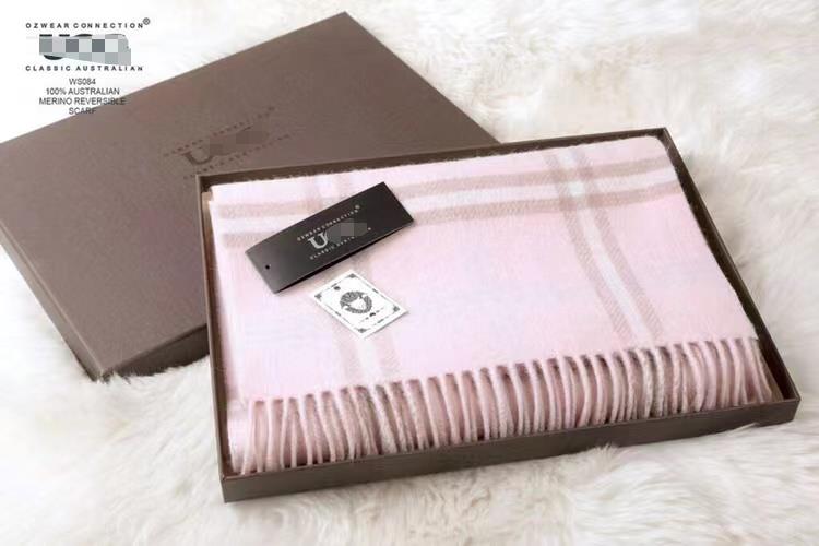 澳洲双面格子纯羊毛围巾