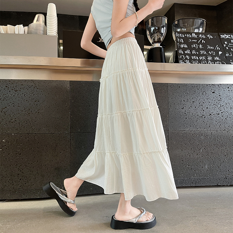 高腰显瘦垂感白色蛋糕裙子夏季