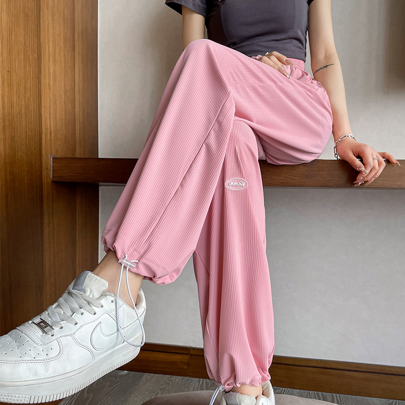 冰丝运动裤女夏季薄款高腰显瘦