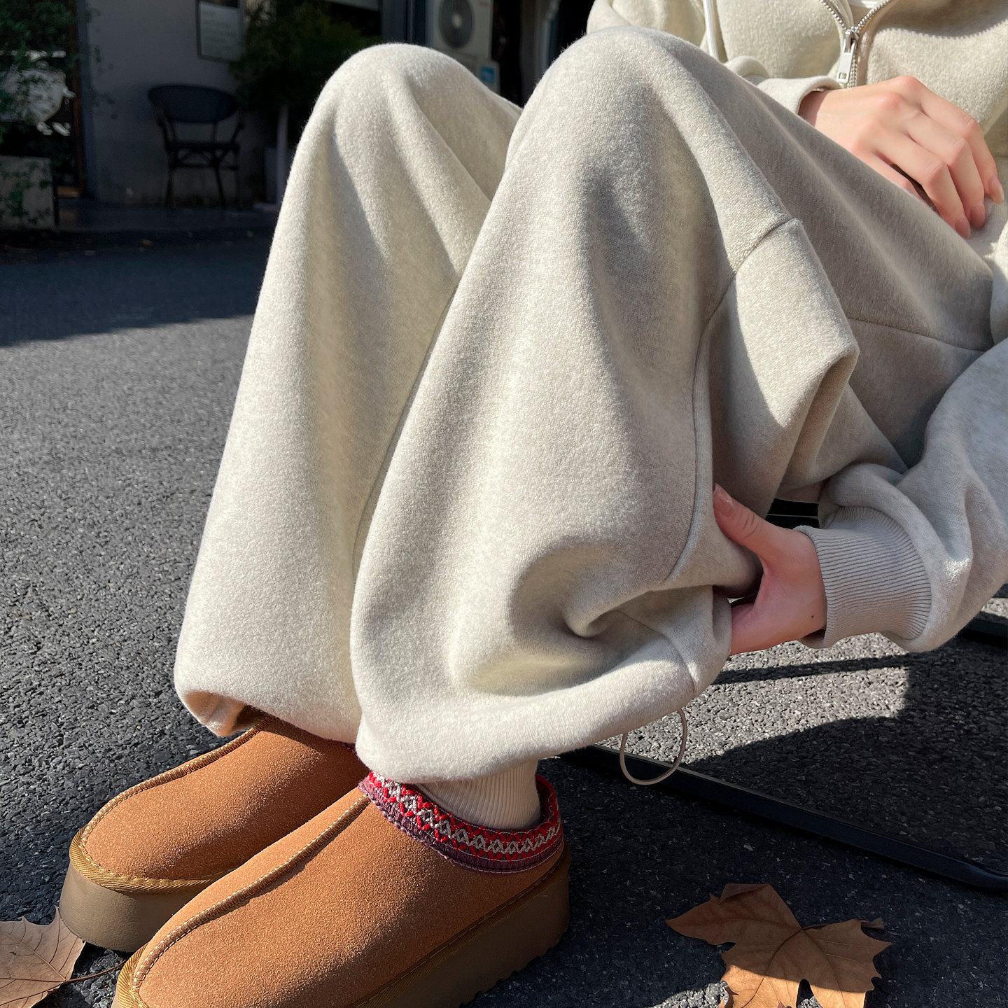 高级感韩系休闲冬季加绒运动套装