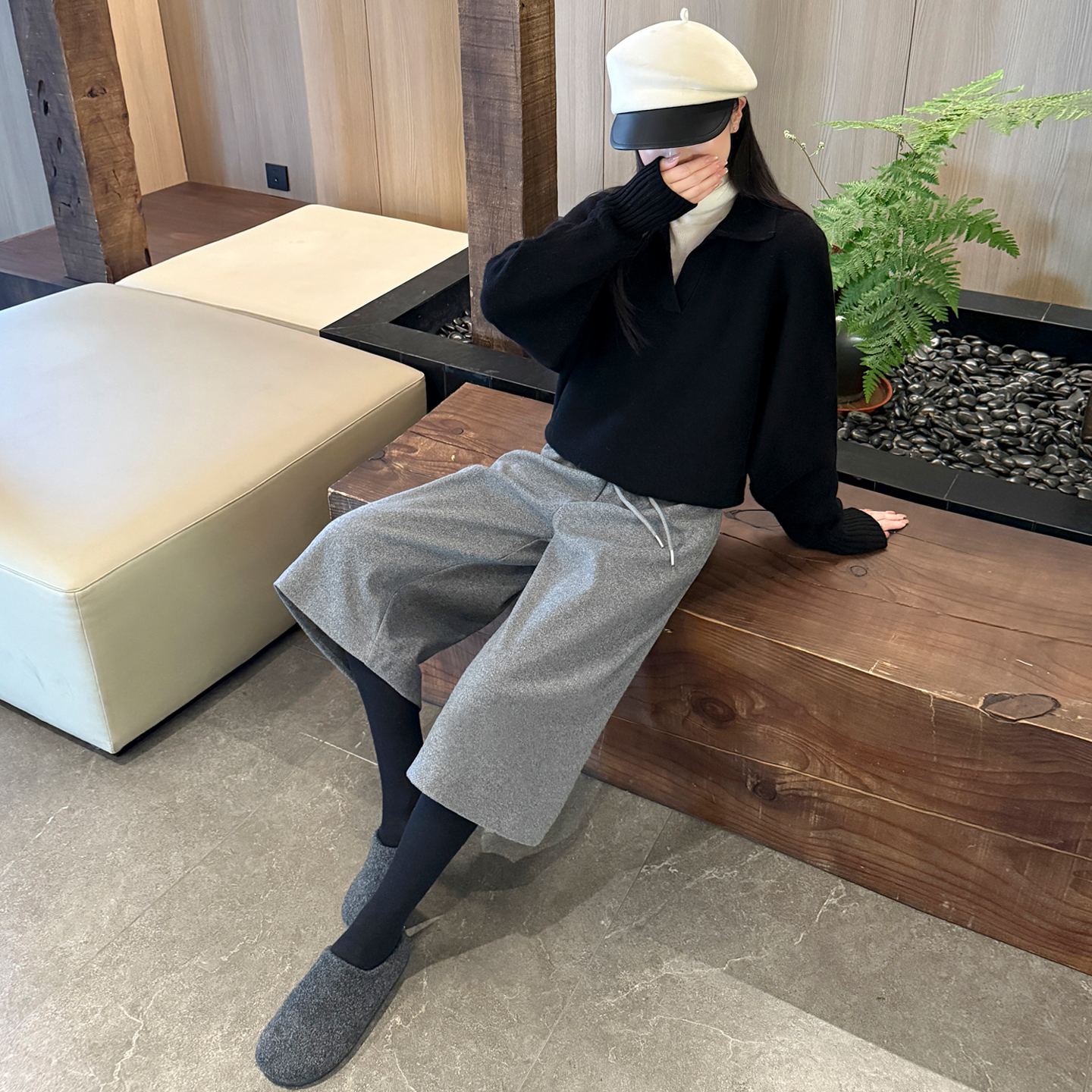 高腰休闲时尚百搭慵懒七分直筒裤