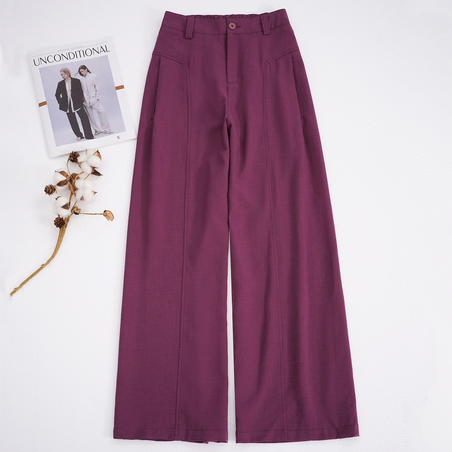 弯刀阔腿裤女夏季薄款2026新款冰丝宽松长裤休闲亚麻棉麻西装裤子,女装/女士精品,休闲裤,淘宝优惠券,粉丝福利购,淘宝优惠卷