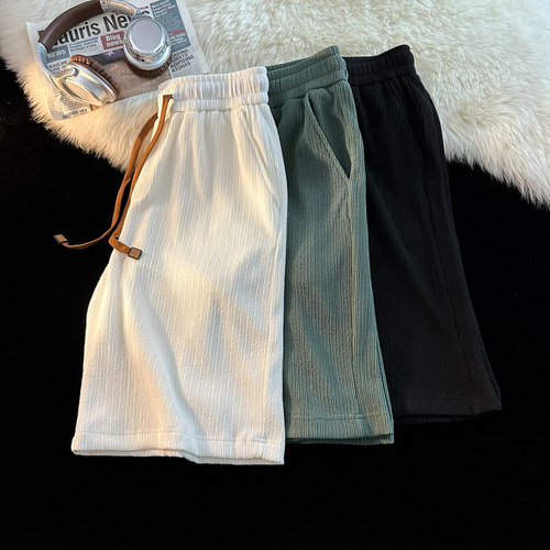 褶皱薄款五分运动休闲宽松裤子