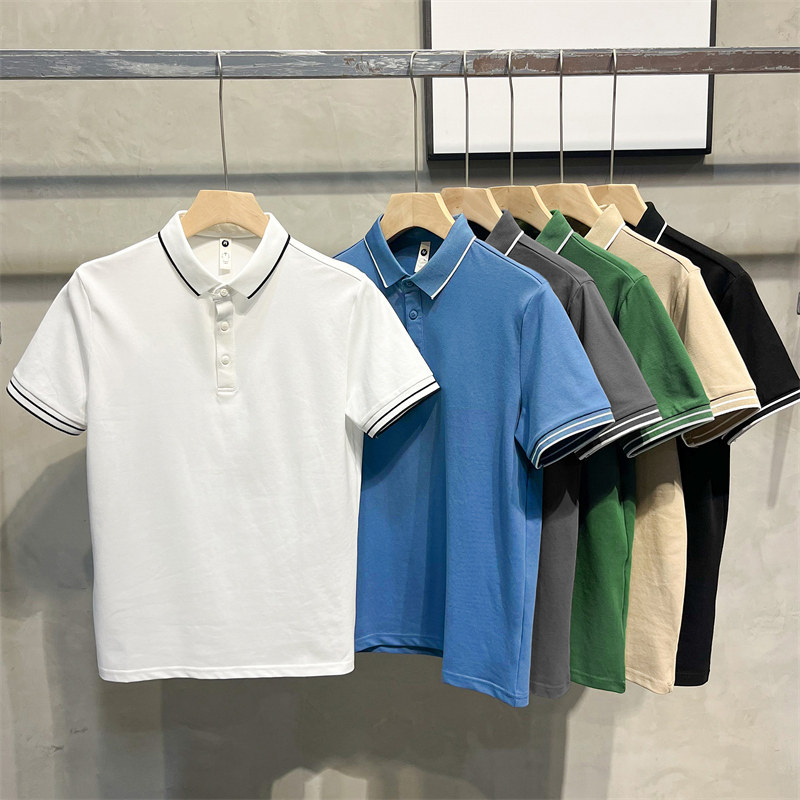 夏季短袖日常纯色PO.LO衫男