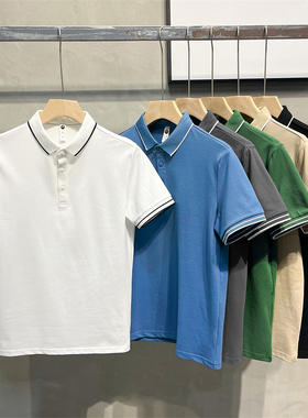 冰丝Po.lo衫短袖男士夏季装2025新款修身翻领半袖t恤潮牌体恤上衣