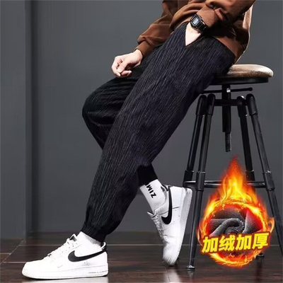 楹煦男士加绒加厚束脚灯芯绒卫裤