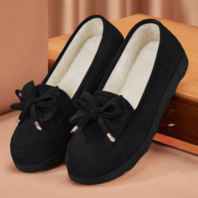 老北京布鞋女新款秋冬季加绒保暖妈妈工作鞋黑色防滑软底豆豆棉鞋,女鞋,棉鞋,淘宝优惠券,粉丝福利购,淘宝优惠卷