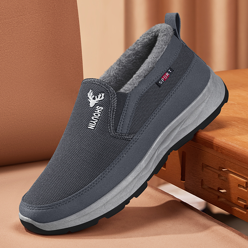 加绒保暖老北京布鞋男软底防滑