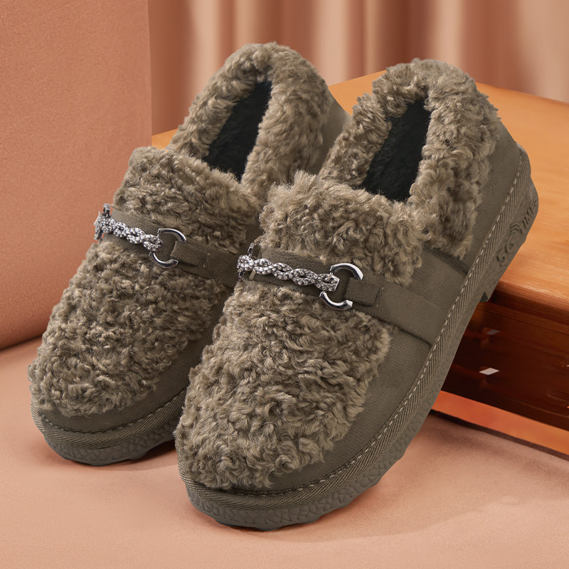 雪地靴加绒一脚蹬二棉鞋女防滑