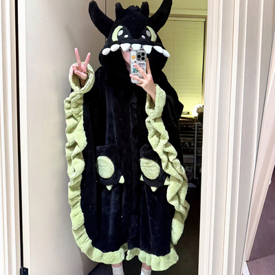 珊瑚绒斗篷睡袍女款2025新款冬季