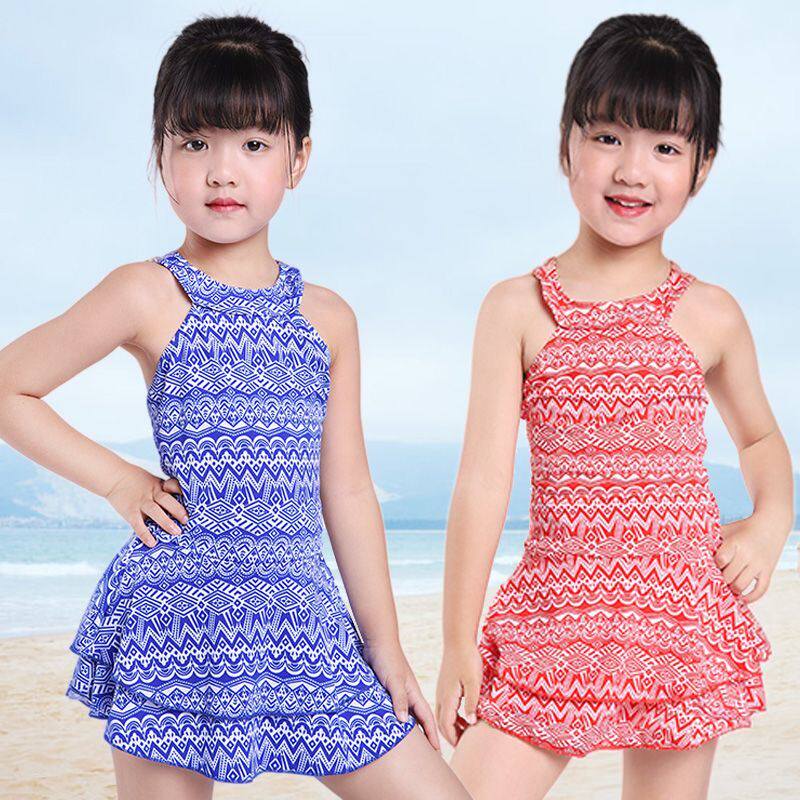 女童泳衣分体小中大童泳装学生韩版公主可爱小女孩平角游泳衣套装