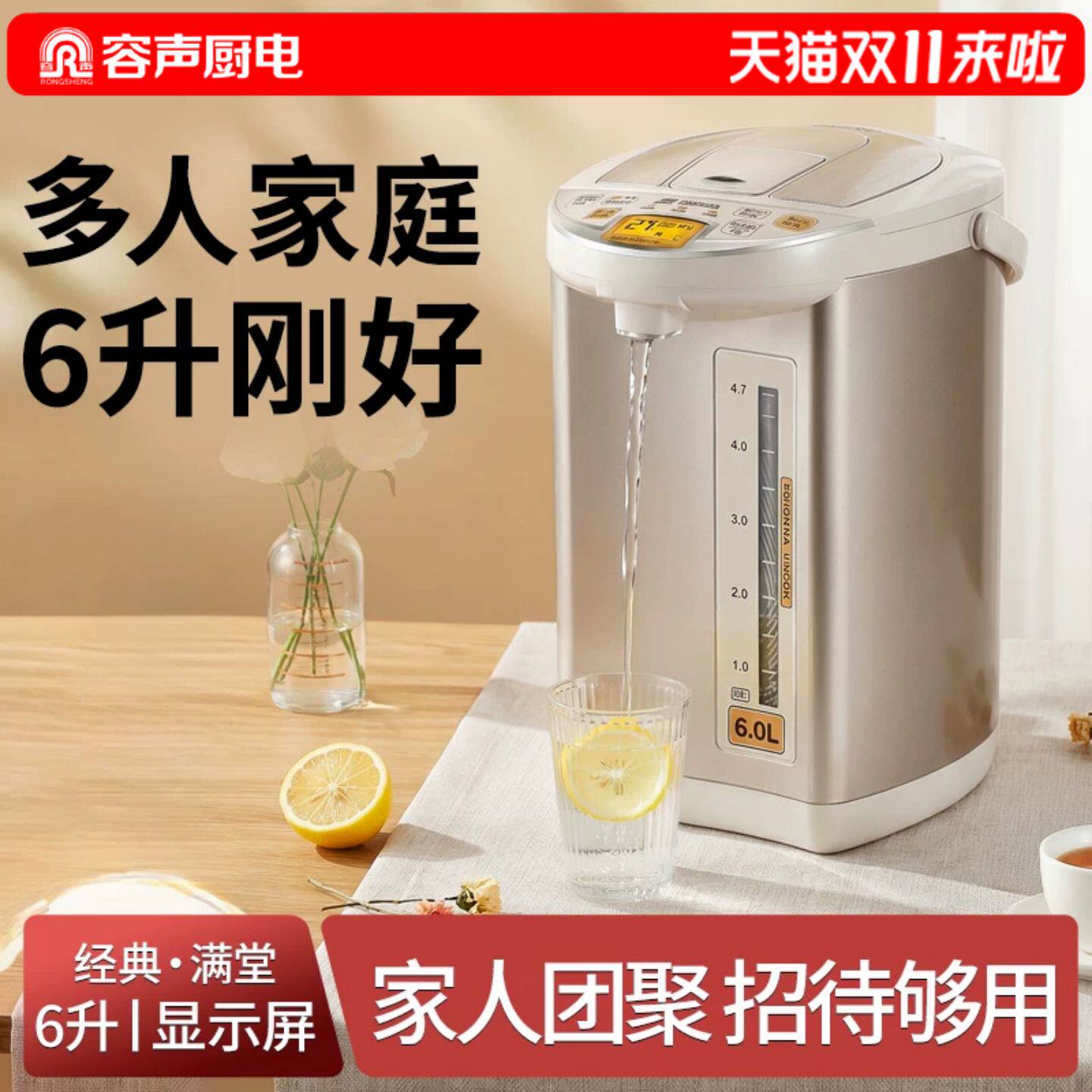 容声电热水瓶保温一体电烧水壶全自动恒温煮水热水壶家用6L大容量