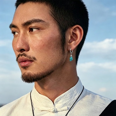 藏式复古仿绿松石手工百搭耳环