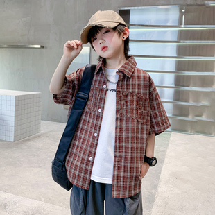 贝田2025新款夏装男童短袖t恤儿童夏季半袖衬衫男孩酷帅各自衬衣