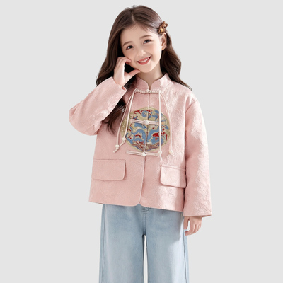 贝田女童春秋洋气新中式汉服外套
