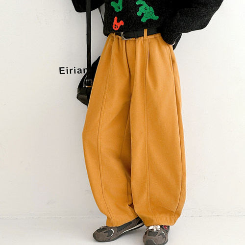 贝田女童冬季加绒加厚弯刀裤长裤